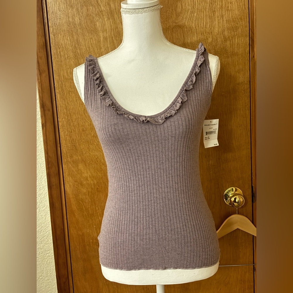 Project Social T Purple Ribbed Tank Top